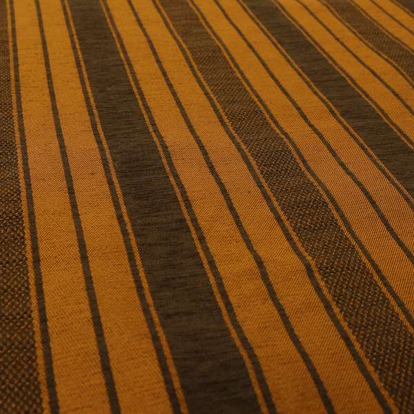Bangalore Striped Pattern Chenille Material In Brown Orange Colour Upholstery Fabric CTR-1120 - Roman Blinds