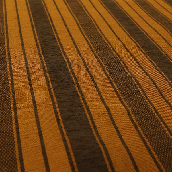 Bangalore Striped Pattern Chenille Material In Brown Orange Colour Upholstery Fabric CTR-1120 - Made To Measure Curtains