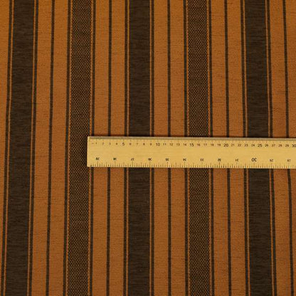 Bangalore Striped Pattern Chenille Material In Brown Orange Colour Upholstery Fabric CTR-1120 - Made To Measure Curtains