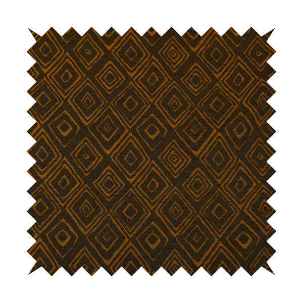 Manali Geometric Pattern Chenille Material In Brown Colour Upholstery Fabric CTR-1121 - Roman Blinds