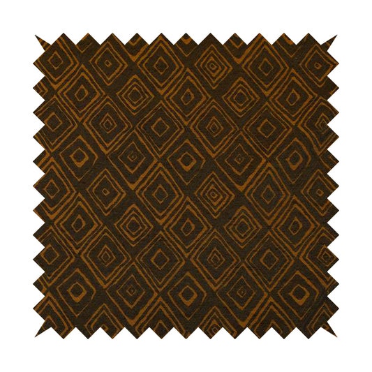 Manali Geometric Pattern Chenille Material In Brown Colour Upholstery Fabric CTR-1121