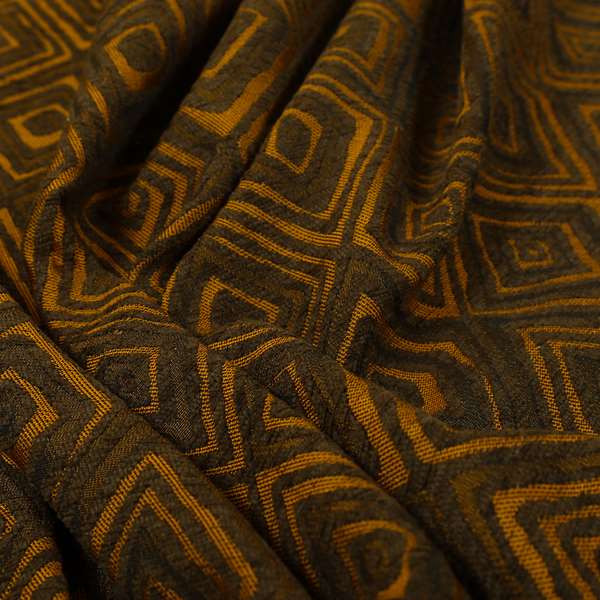 Manali Geometric Pattern Chenille Material In Brown Colour Upholstery Fabric CTR-1121 - Made To Measure Curtains