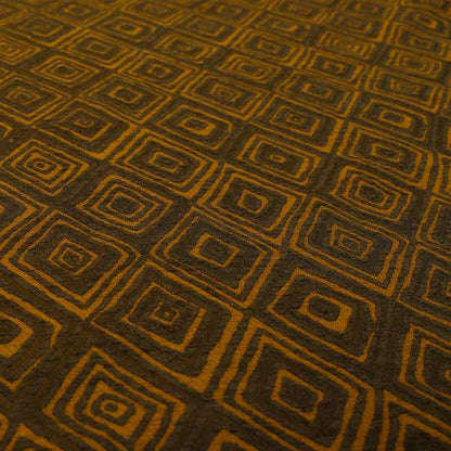 Manali Geometric Pattern Chenille Material In Brown Colour Upholstery Fabric CTR-1121 - Made To Measure Curtains