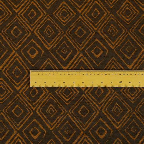 Manali Geometric Pattern Chenille Material In Brown Colour Upholstery Fabric CTR-1121 - Roman Blinds