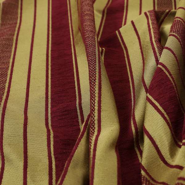 Bangalore Striped Pattern Chenille Material In Purple Gold Colour Upholstery Fabric CTR-1126