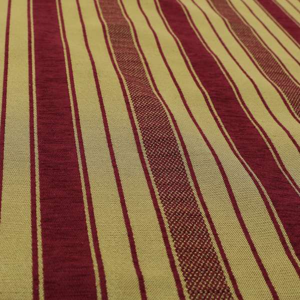 Bangalore Striped Pattern Chenille Material In Purple Gold Colour Upholstery Fabric CTR-1126 - Roman Blinds