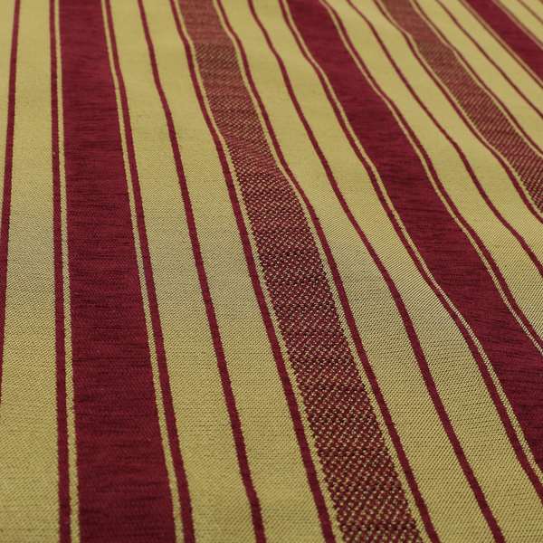 Bangalore Striped Pattern Chenille Material In Purple Gold Colour Upholstery Fabric CTR-1126 - Made To Measure Curtains