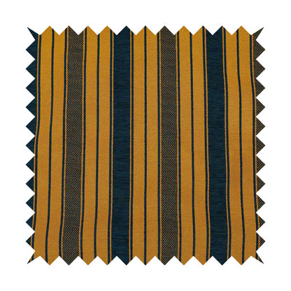 Bangalore Striped Pattern Chenille Material In Blue Orange Colour Upholstery Fabric CTR-1129 - Roman Blinds