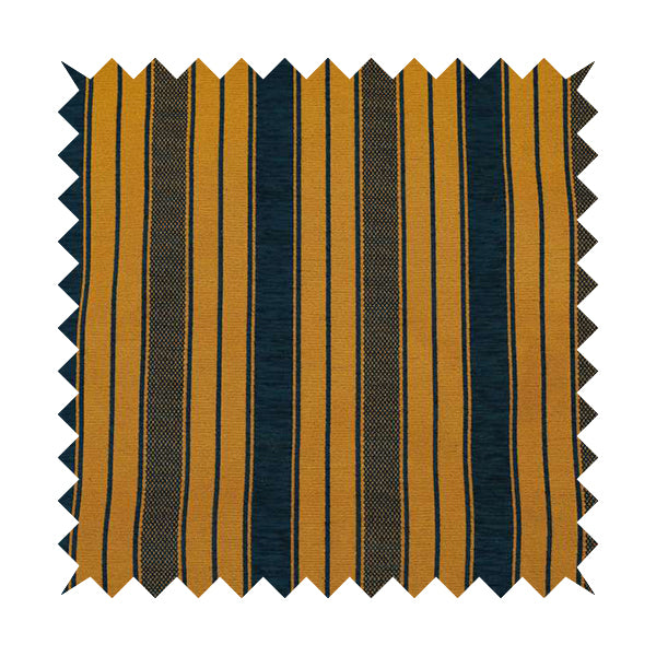 Bangalore Striped Pattern Chenille Material In Blue Orange Colour Upholstery Fabric CTR-1129 - Made To Measure Curtains