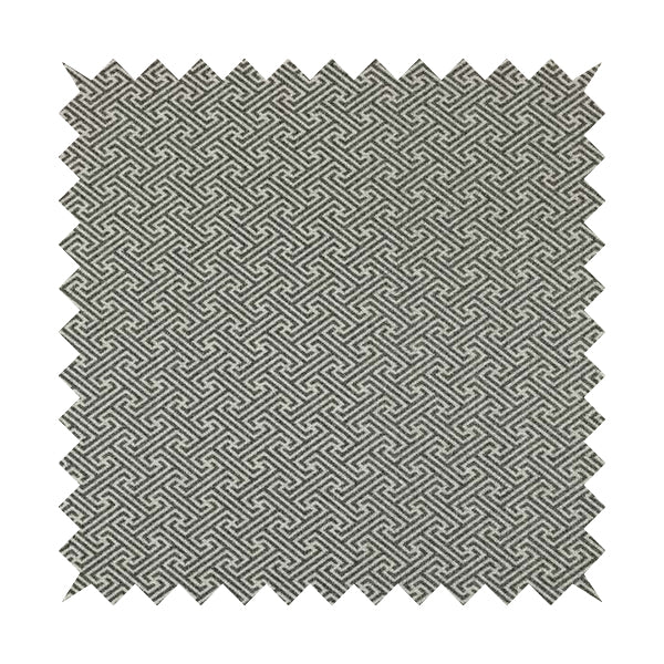 Elemental Collection Geometric Pattern Soft Wool Textured Grey White Colour Upholstery Fabric CTR-113 - Roman Blinds