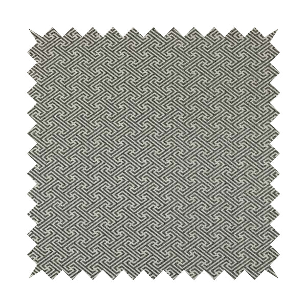 Elemental Collection Geometric Pattern Soft Wool Textured Grey White Colour Upholstery Fabric CTR-113