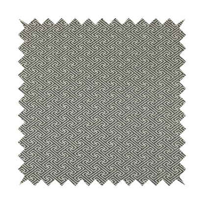 Elemental Collection Geometric Pattern Soft Wool Textured Grey White Colour Upholstery Fabric CTR-113