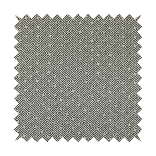 Elemental Collection Geometric Pattern Soft Wool Textured Grey White Colour Upholstery Fabric CTR-113