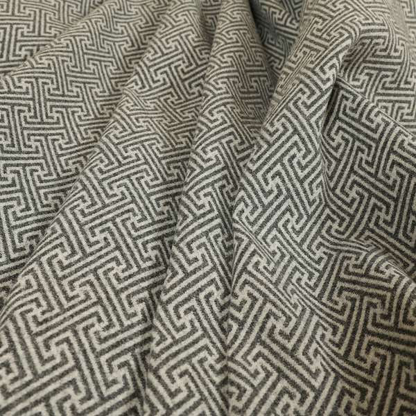 Elemental Collection Geometric Pattern Soft Wool Textured Grey White Colour Upholstery Fabric CTR-113 - Handmade Cushions