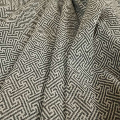 Elemental Collection Geometric Pattern Soft Wool Textured Grey White Colour Upholstery Fabric CTR-113