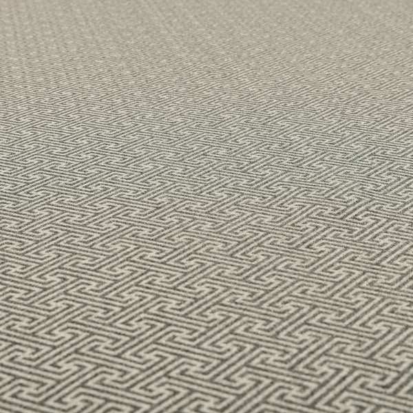 Elemental Collection Geometric Pattern Soft Wool Textured Grey White Colour Upholstery Fabric CTR-113