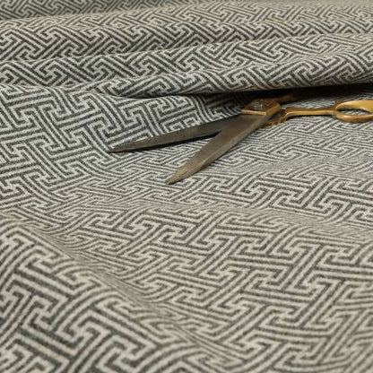 Elemental Collection Geometric Pattern Soft Wool Textured Grey White Colour Upholstery Fabric CTR-113 - Roman Blinds