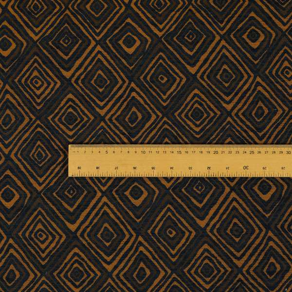 Manali Geometric Pattern Chenille Material In Blue Orange Colour Upholstery Fabric CTR-1130 - Roman Blinds