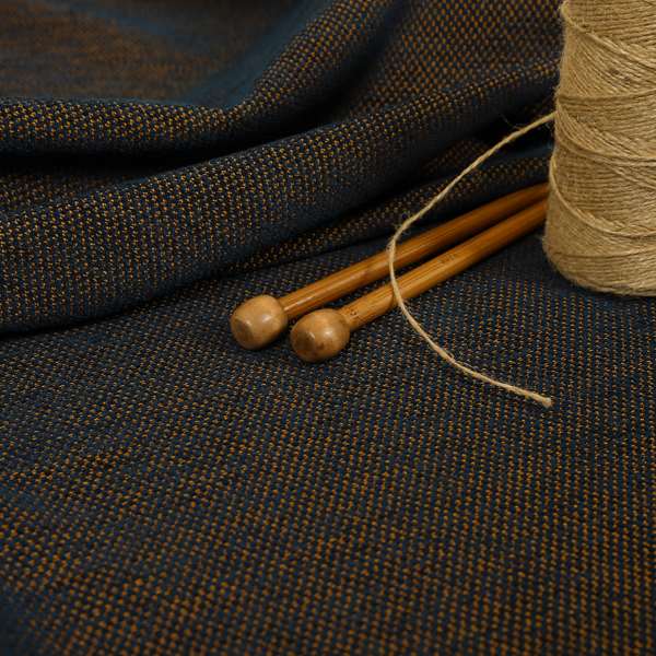 Surat Plain Textured Chenille Material In Blue Orange Colour Upholstery Fabric CTR-1131 - Made To Measure Curtains