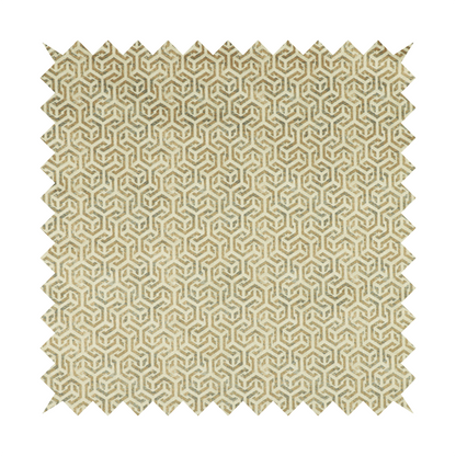 Java Printed Velvet Fabric Geometric Greek Key Inspired Pattern In Beige Colour Upholstery Fabric CTR-1133 - Handmade Cushions