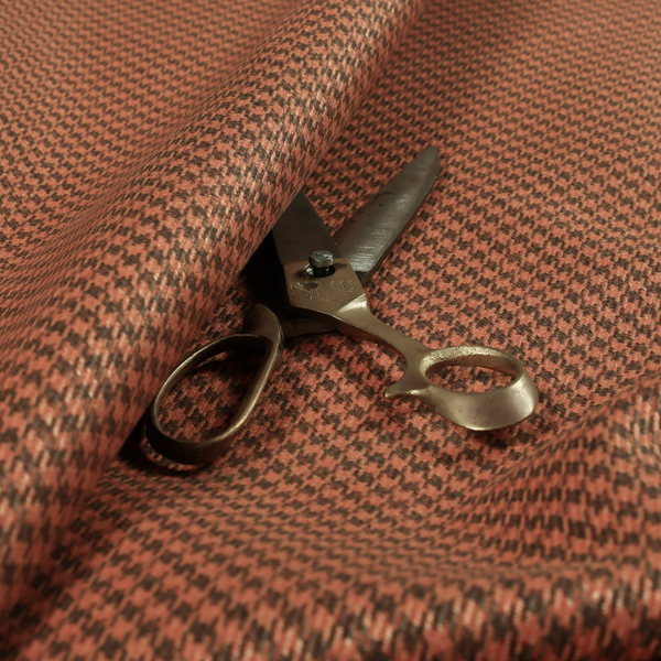 Berwick Houndstooth Pattern Jacquard Flat Weave Orange Colour Upholstery Furnishing Fabric CTR-1138 - Roman Blinds