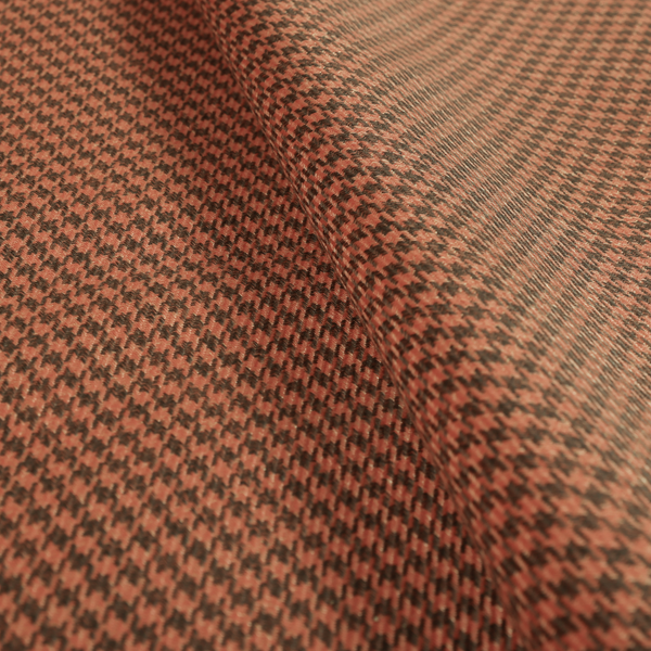 Berwick Houndstooth Pattern Jacquard Flat Weave Orange Colour Upholstery Furnishing Fabric CTR-1138 - Roman Blinds