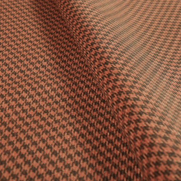 Berwick Houndstooth Pattern Jacquard Flat Weave Orange Colour Upholstery Furnishing Fabric CTR-1138 - Made To Measure Curtains