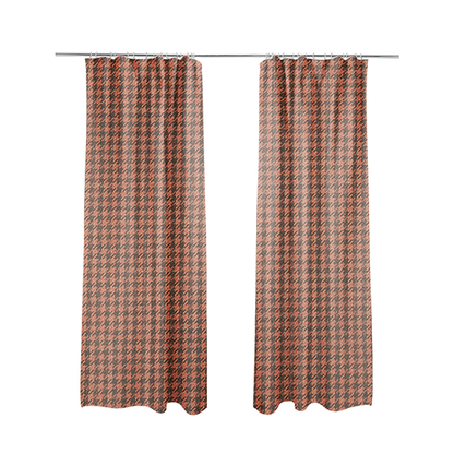 Berwick Houndstooth Pattern Jacquard Flat Weave Orange Colour Upholstery Furnishing Fabric CTR-1138 - Made To Measure Curtains