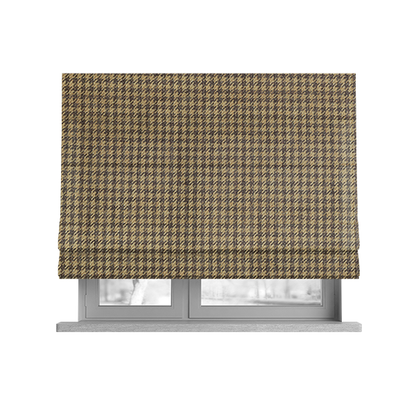 Berwick Houndstooth Pattern Jacquard Flat Weave Yellow Colour Upholstery Furnishing Fabric CTR-1139 - Roman Blinds