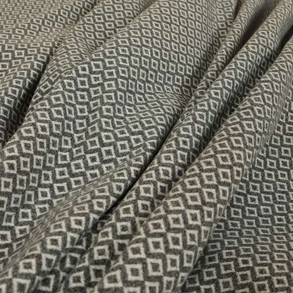 Elemental Collection Small Motif Geometric Pattern Soft Wool Textured Grey White Colour Upholstery Fabric CTR-114 - Handmade Cushions