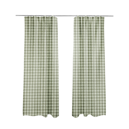 Berwick Houndstooth Pattern Jacquard Flat Weave Green Colour Upholstery Furnishing Fabric CTR-1140 - Made To Measure Curtains