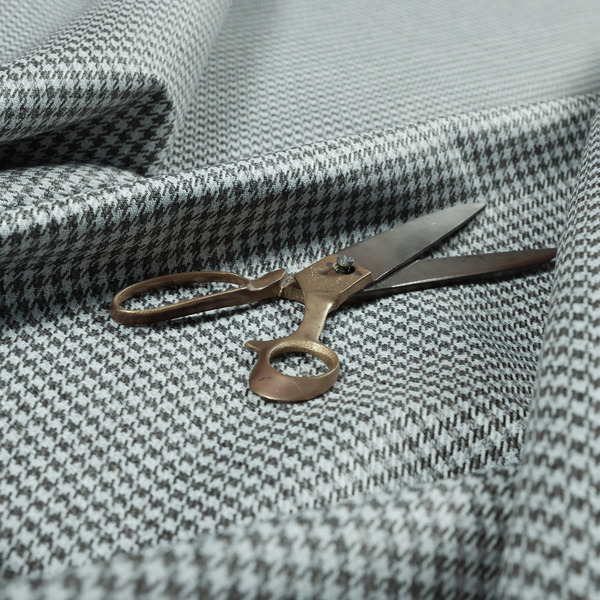 Berwick Houndstooth Pattern Jacquard Flat Weave Grey Colour Upholstery Furnishing Fabric CTR-1141 - Made To Measure Curtains