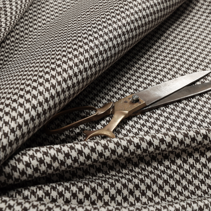 Berwick Houndstooth Pattern Jacquard Flat Weave Brown Colour Upholstery Furnishing Fabric CTR-1143 - Made To Measure Curtains