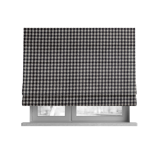 Berwick Houndstooth Pattern Jacquard Flat Weave Brown Colour Upholstery Furnishing Fabric CTR-1143 - Roman Blinds