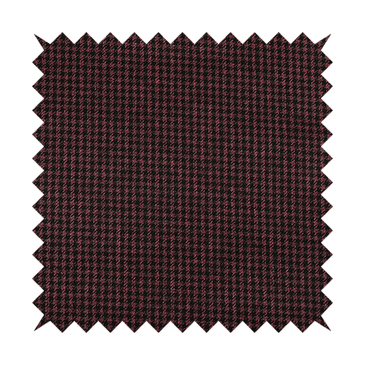 Berwick Houndstooth Pattern Jacquard Flat Weave Burgundy Colour Upholstery Furnishing Fabric CTR-1145