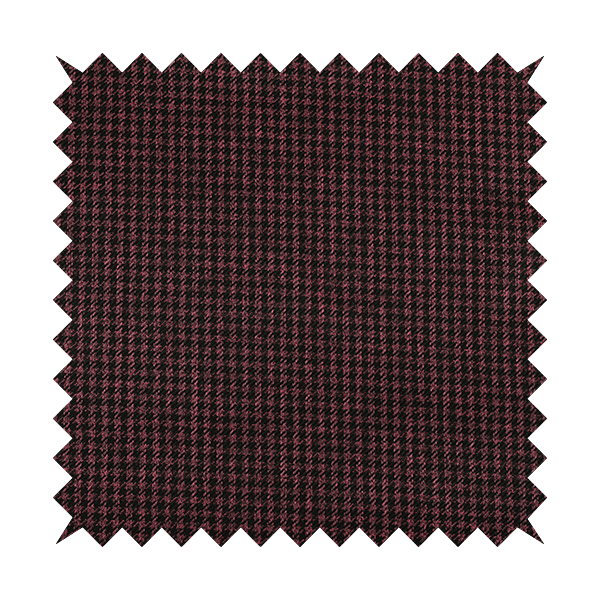 Berwick Houndstooth Pattern Jacquard Flat Weave Burgundy Colour Upholstery Furnishing Fabric CTR-1145 - Made To Measure Curtains