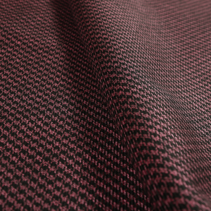 Berwick Houndstooth Pattern Jacquard Flat Weave Burgundy Colour Upholstery Furnishing Fabric CTR-1145 - Made To Measure Curtains