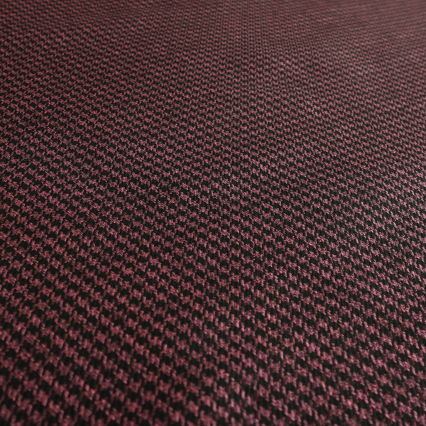 Berwick Houndstooth Pattern Jacquard Flat Weave Burgundy Colour Upholstery Furnishing Fabric CTR-1145 - Made To Measure Curtains