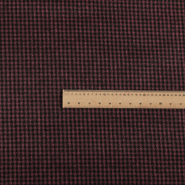 Berwick Houndstooth Pattern Jacquard Flat Weave Burgundy Colour Upholstery Furnishing Fabric CTR-1145 - Roman Blinds