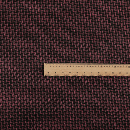 Berwick Houndstooth Pattern Jacquard Flat Weave Burgundy Colour Upholstery Furnishing Fabric CTR-1145 - Made To Measure Curtains