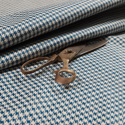 Berwick Houndstooth Pattern Jacquard Flat Weave Blue Colour Upholstery Furnishing Fabric CTR-1146 - Roman Blinds
