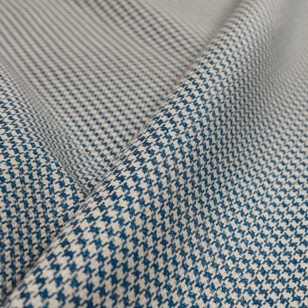 Berwick Houndstooth Pattern Jacquard Flat Weave Blue Colour Upholstery Furnishing Fabric CTR-1146 - Made To Measure Curtains