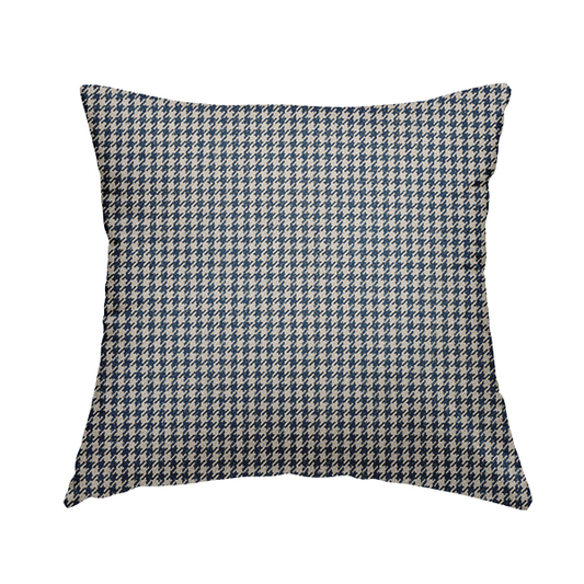 Berwick Houndstooth Pattern Jacquard Flat Weave Blue Colour Upholstery Furnishing Fabric CTR-1146 - Handmade Cushions
