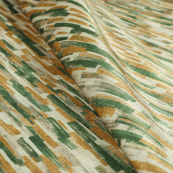 Fraser Brushed Pattern Flat Velour Green Yellow Colour Upholstery Furnishing Fabric CTR-1147 - Roman Blinds