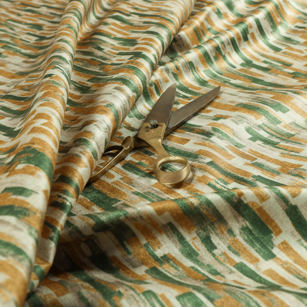 Fraser Brushed Pattern Flat Velour Green Yellow Colour Upholstery Furnishing Fabric CTR-1147 - Roman Blinds