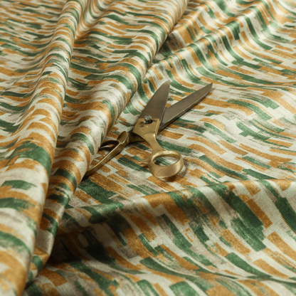 Fraser Brushed Pattern Flat Velour Green Yellow Colour Upholstery Furnishing Fabric CTR-1147 - Roman Blinds