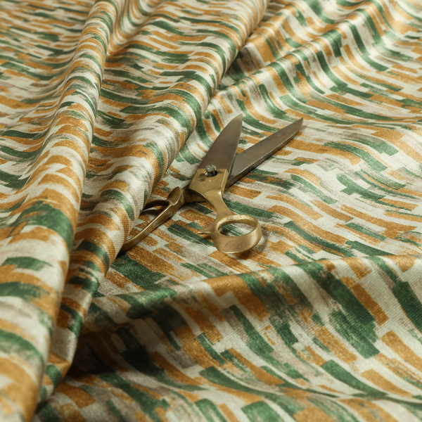 Fraser Brushed Pattern Flat Velour Green Yellow Colour Upholstery Furnishing Fabric CTR-1147 - Handmade Cushions