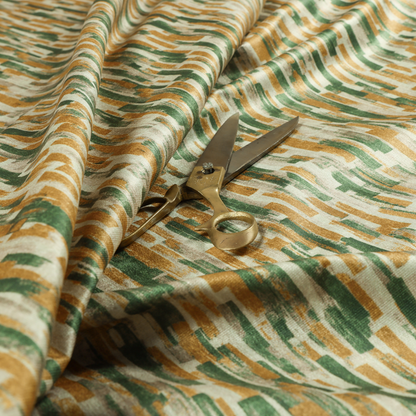 Fraser Brushed Pattern Flat Velour Green Yellow Colour Upholstery Furnishing Fabric CTR-1147