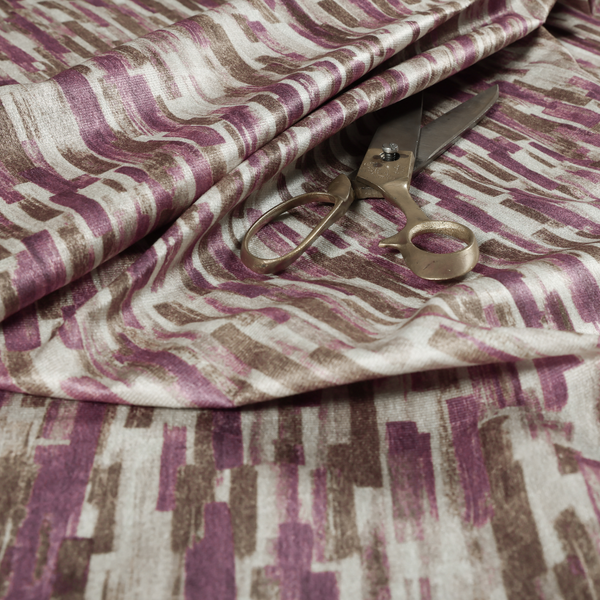 Fraser Brushed Pattern Flat Velour Brown Purple Colour Upholstery Furnishing Fabric CTR-1149 - Roman Blinds