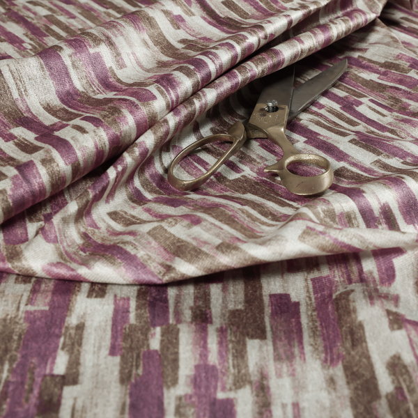 Fraser Brushed Pattern Flat Velour Brown Purple Colour Upholstery Furnishing Fabric CTR-1149 - Made To Measure Curtains